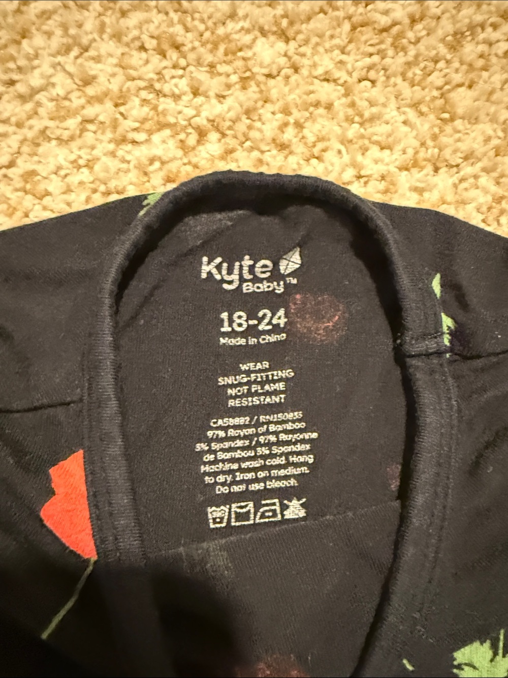 Kyte BABY Black Kids Pajama Set with Red Poppy Print - Picture 2 of 6